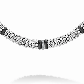 Black Caviar Black Single Station Diamond Caviar Necklace