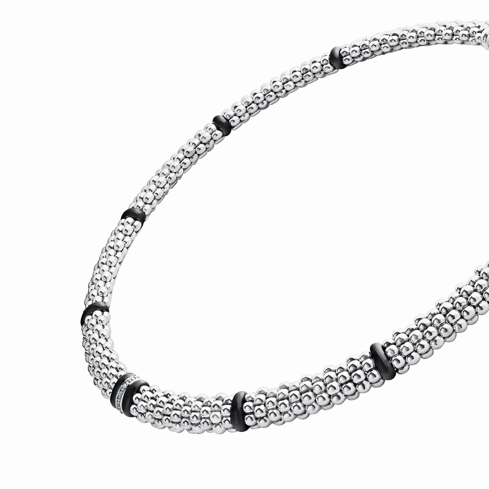 Black Caviar Black Single Station Diamond Caviar Necklace