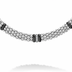 Black Caviar Black Single Station Diamond Caviar Necklace