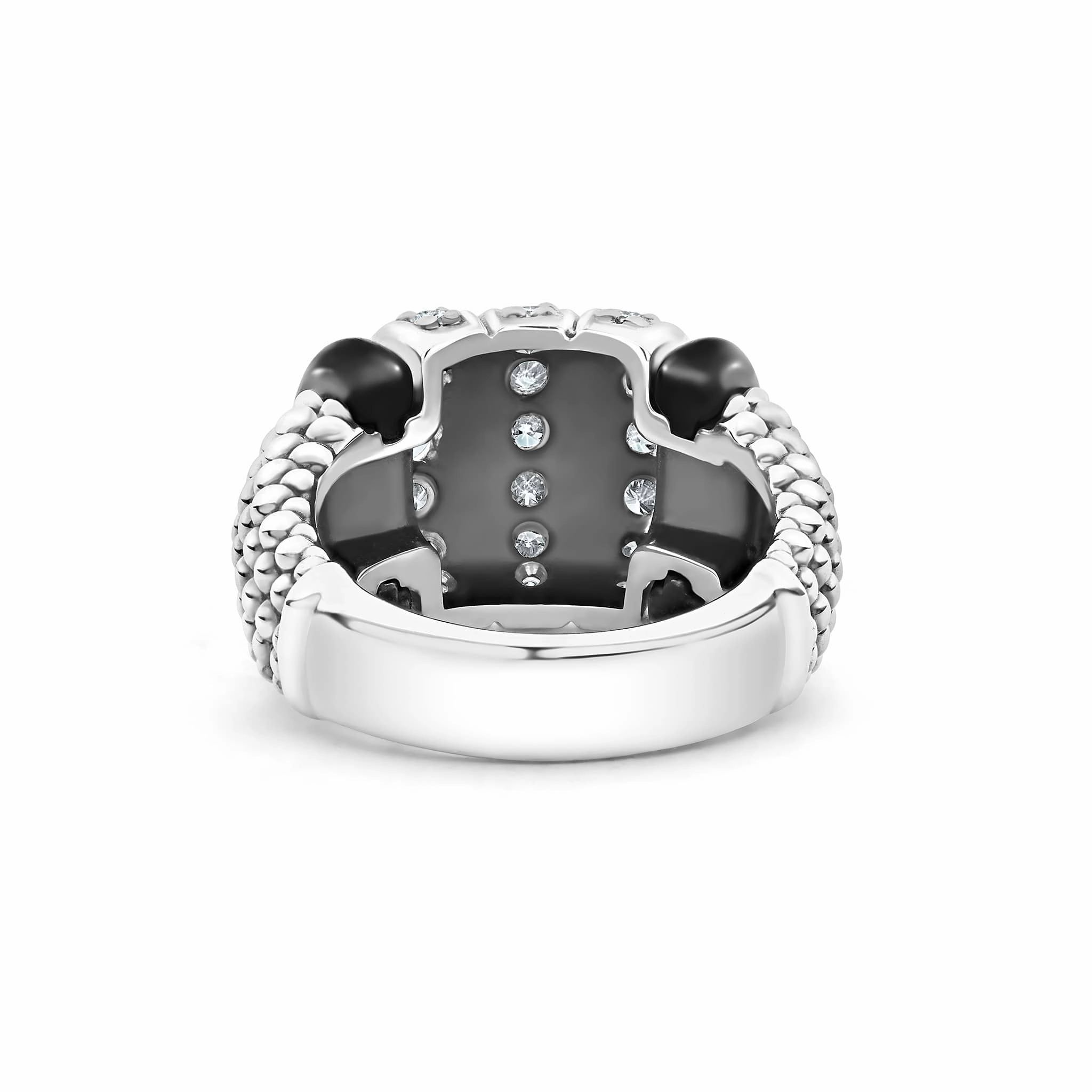 Black Caviar Black Three Station Ceramic Caviar Diamond Ring