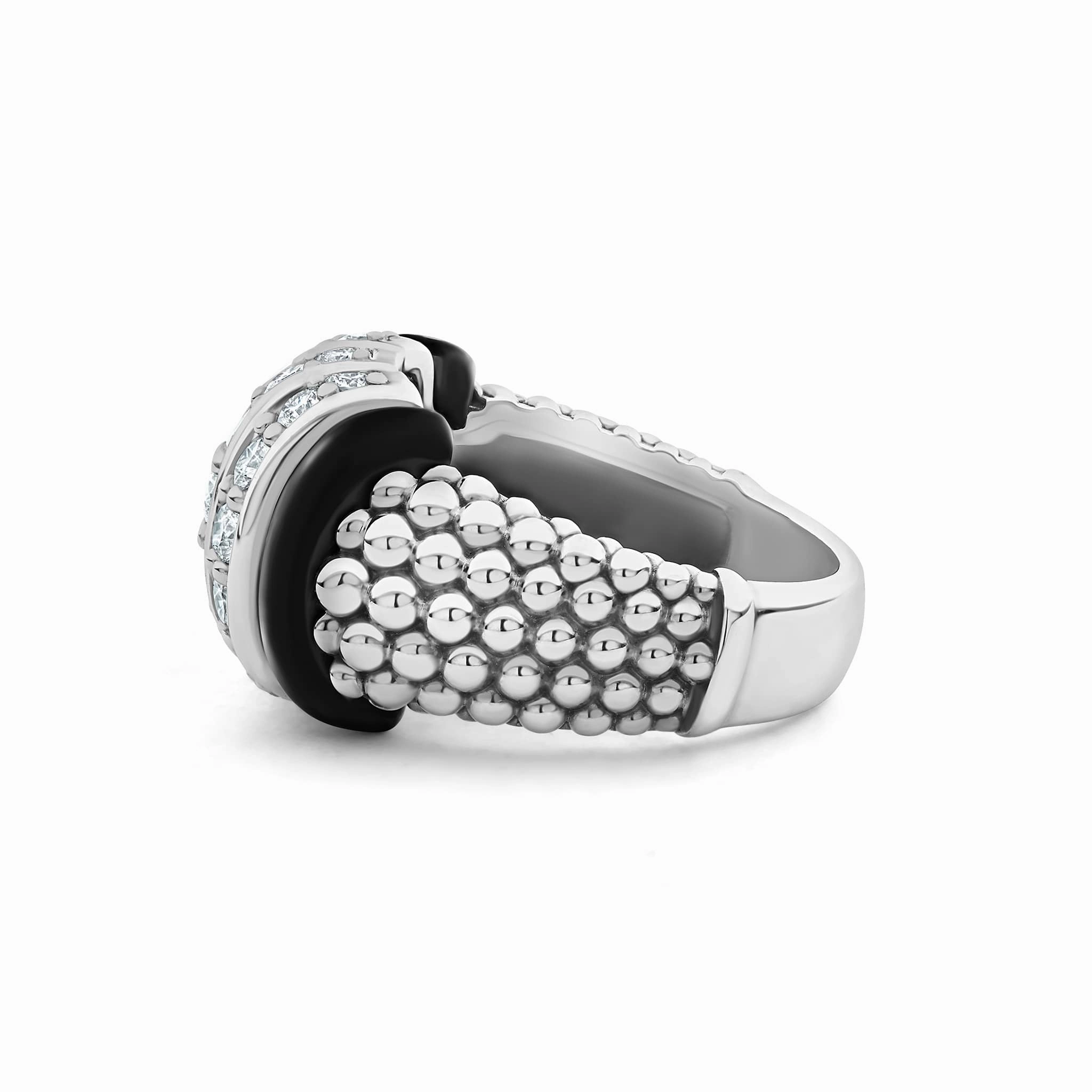 Black Caviar Black Three Station Ceramic Caviar Diamond Ring