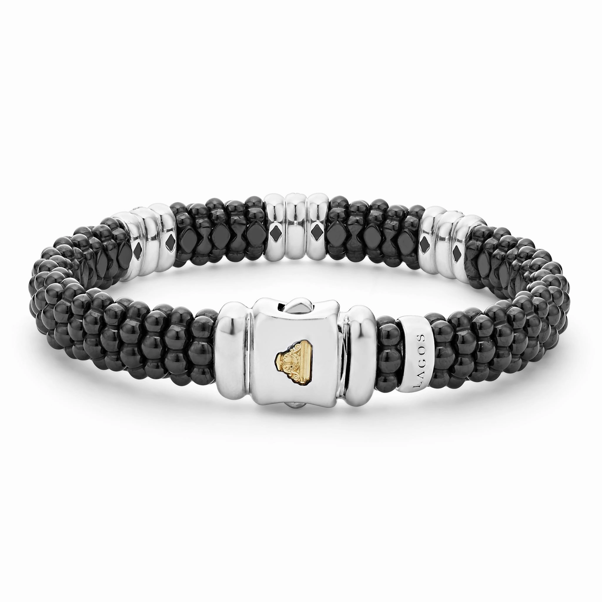 Black Caviar Black Three Station Ceramic Diamond Bracelet | 9mm