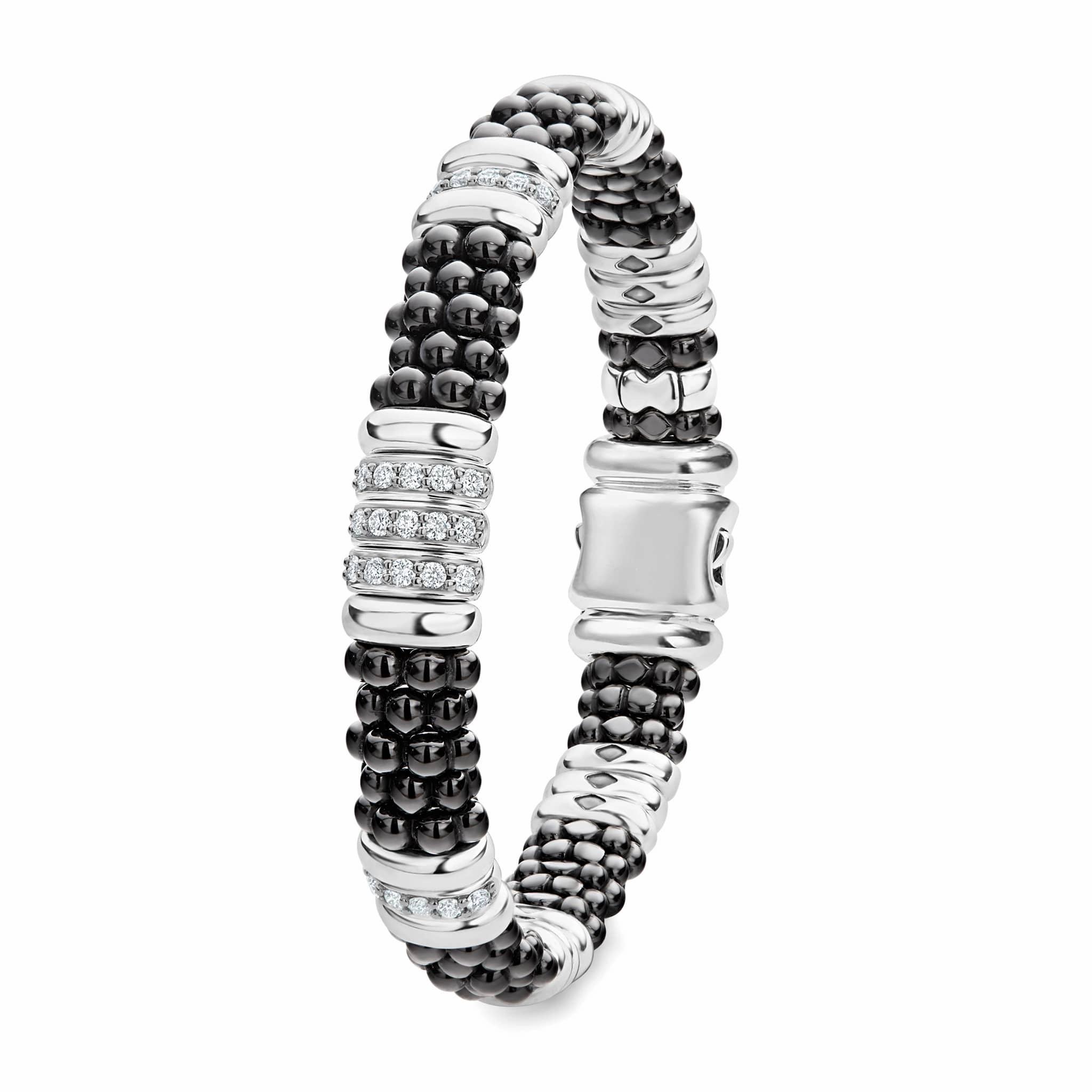 Black Caviar Five Station Ceramic Diamond Bracelet | 9mm