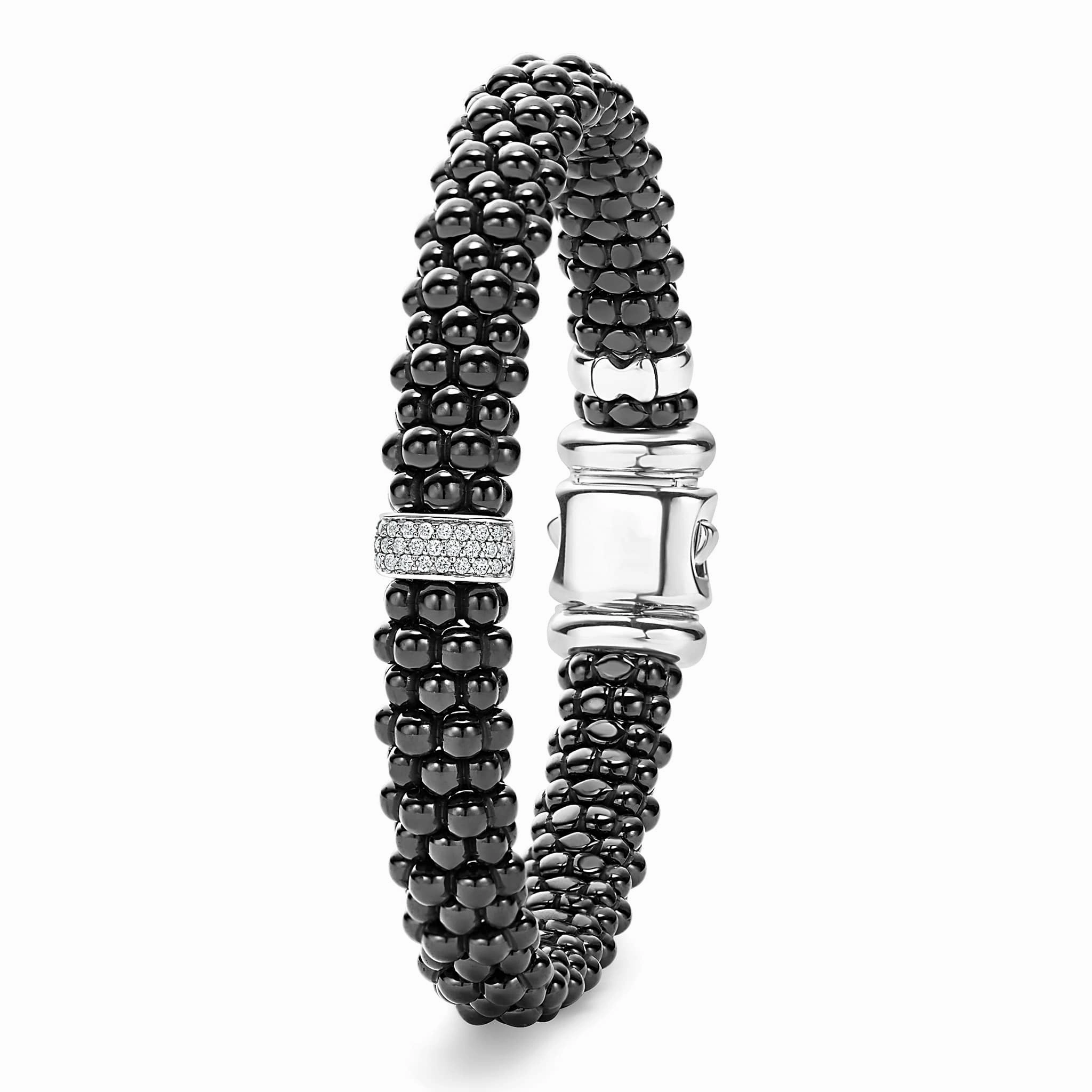 Black Caviar Single Station Ceramic Diamond Bracelet | 9mm