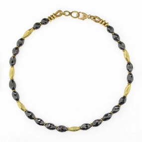 Black Diamond Oval Bead Bracelet
