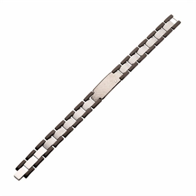Black IP Tungsten Carbide Lab Grown Diamond 14mm Hammered ID Sizeable Link Bracelet