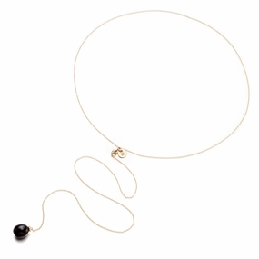 Black Jade & Diamond Lariat Necklace