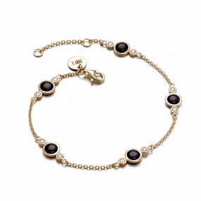 Black Jade & Diamond Station Bracelet