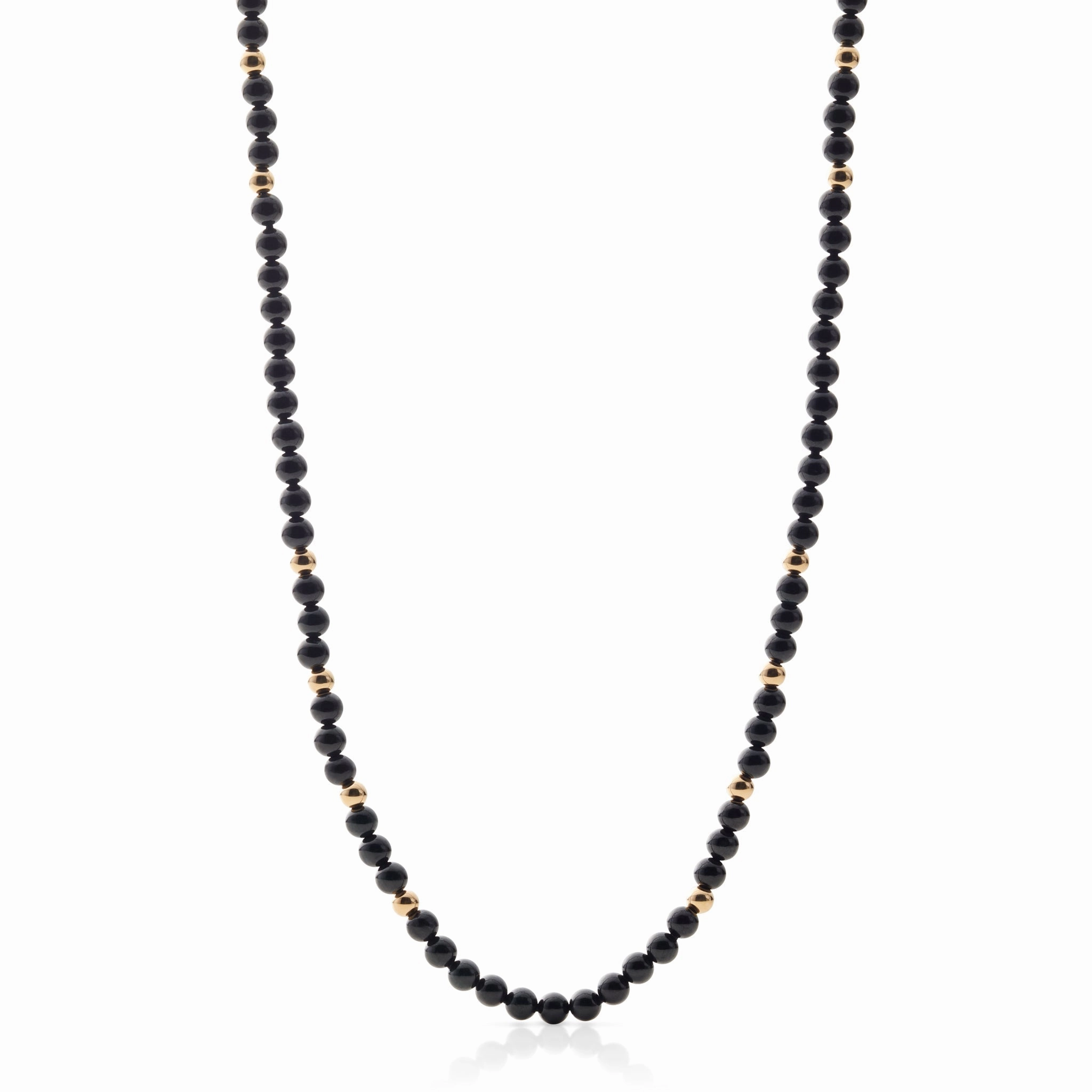 Black Jade & Gold Station Rope Necklace