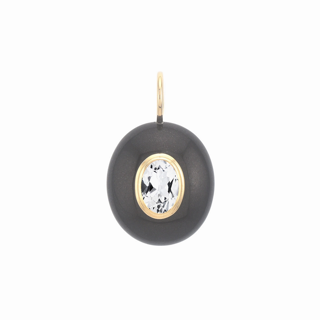 Black Jade & White Topaz Pendant