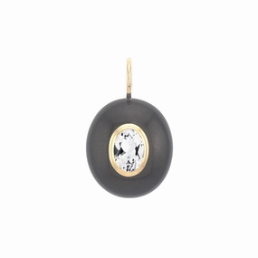Black Jade & White Topaz Pendant