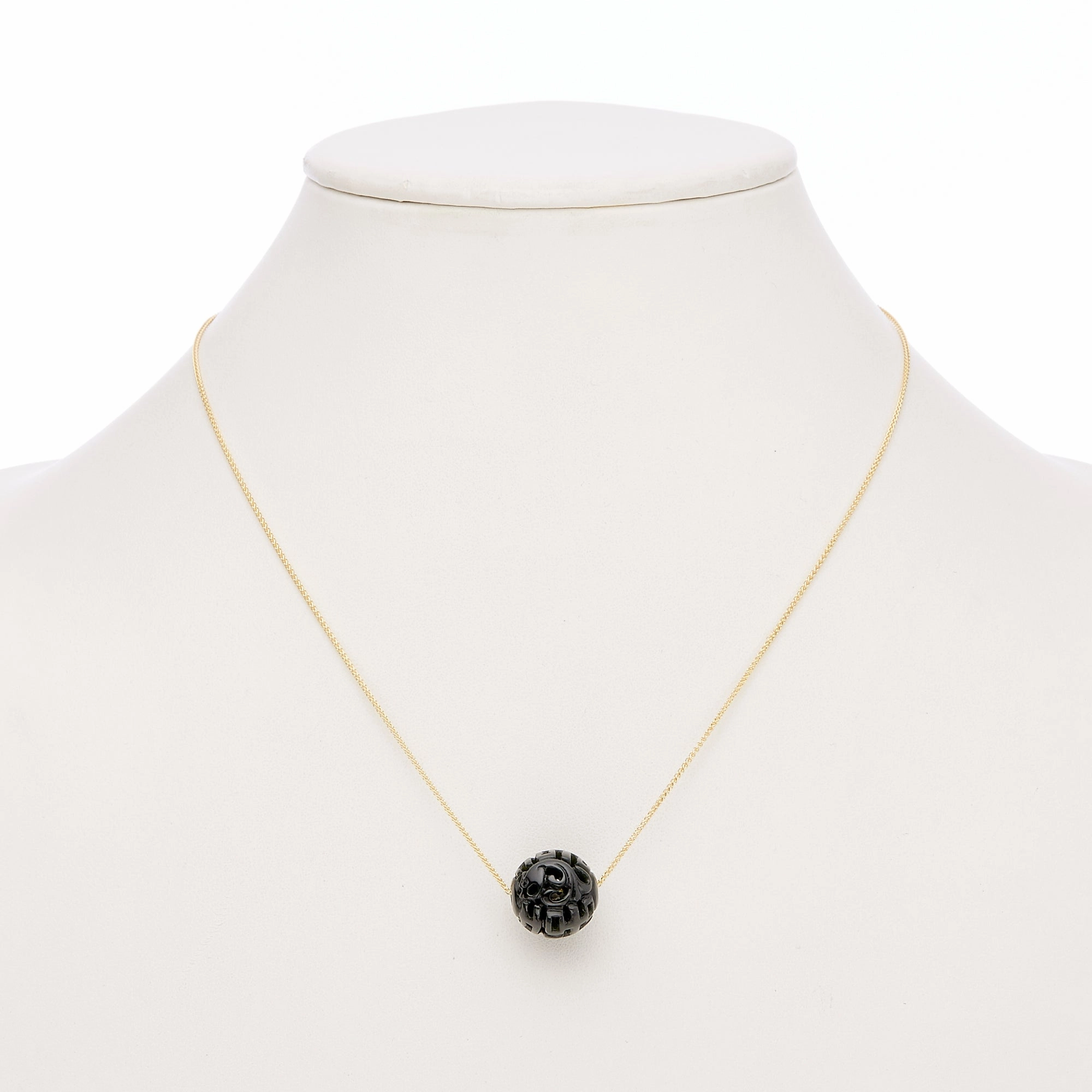 Black Jade Dragon Ball Pendant Necklace