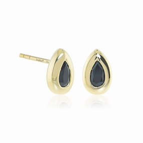 Black Jade Teardrop Stud Earrings