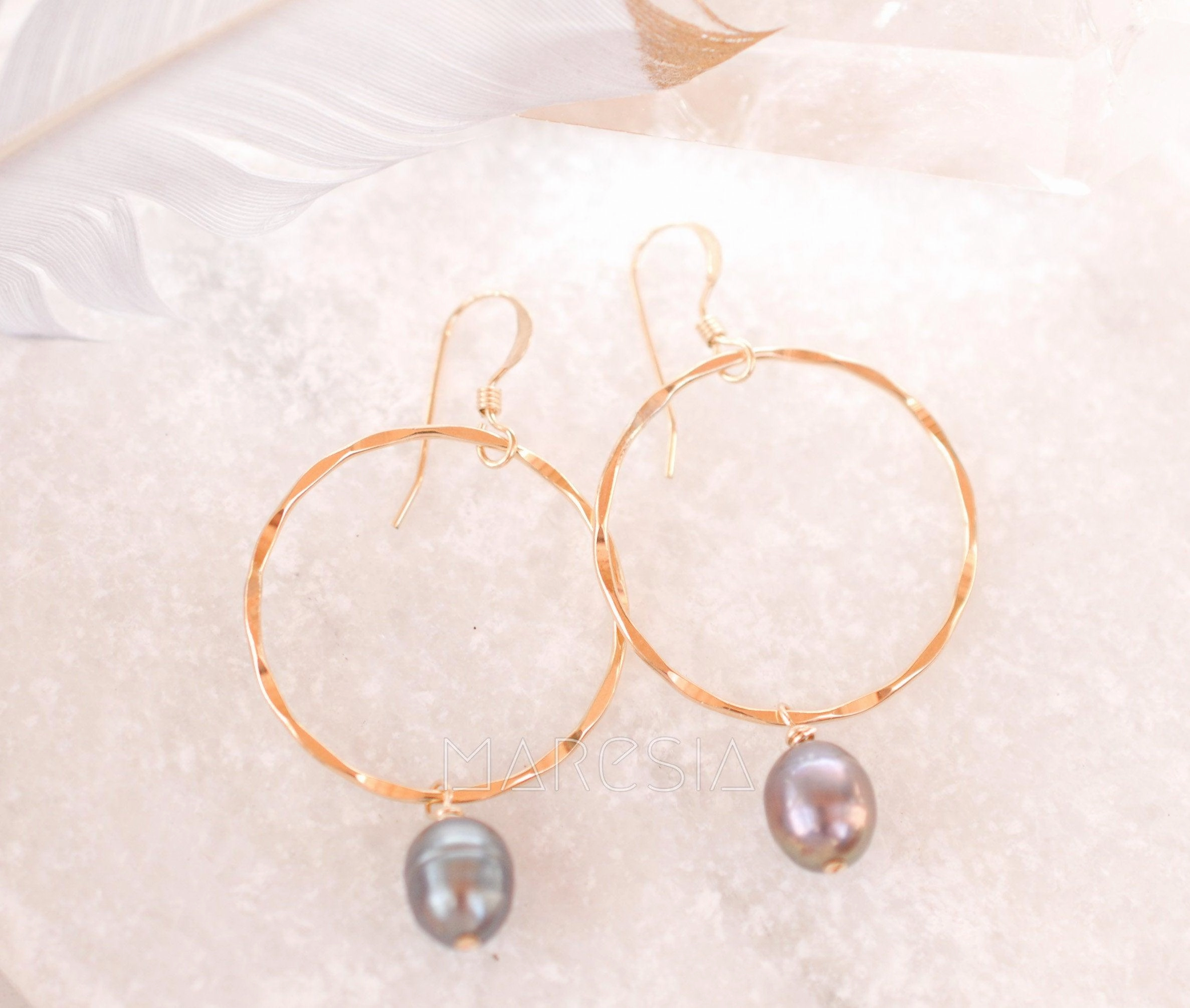 Black Pearl Earrings ~ Sterling Silver or Gold Filled ~ ME125