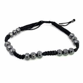 Black Silk Black Diamond Beaded Bracelet