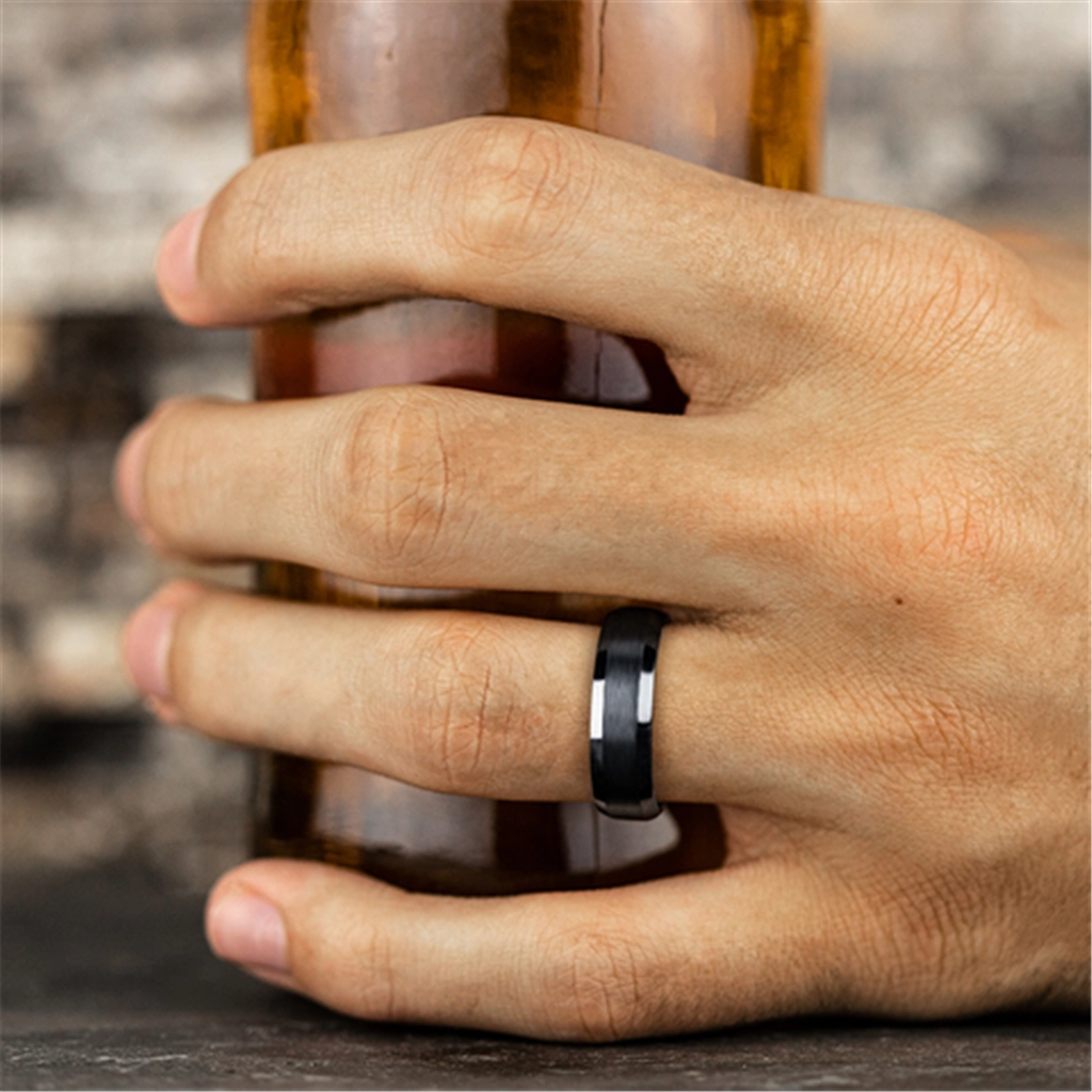Black Tantalum 'The Chancellor' 7mm Beveled Wedding Band