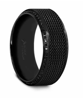Black Titanium Knight 10mm Steel Chain Black Diamond Wedding Band