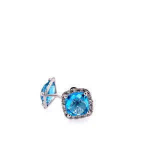 Blue Topaz and Diamond Earrings