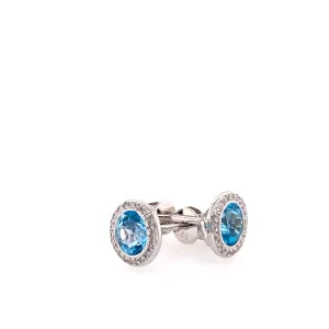 Blue Topaz and Diamond Earrings