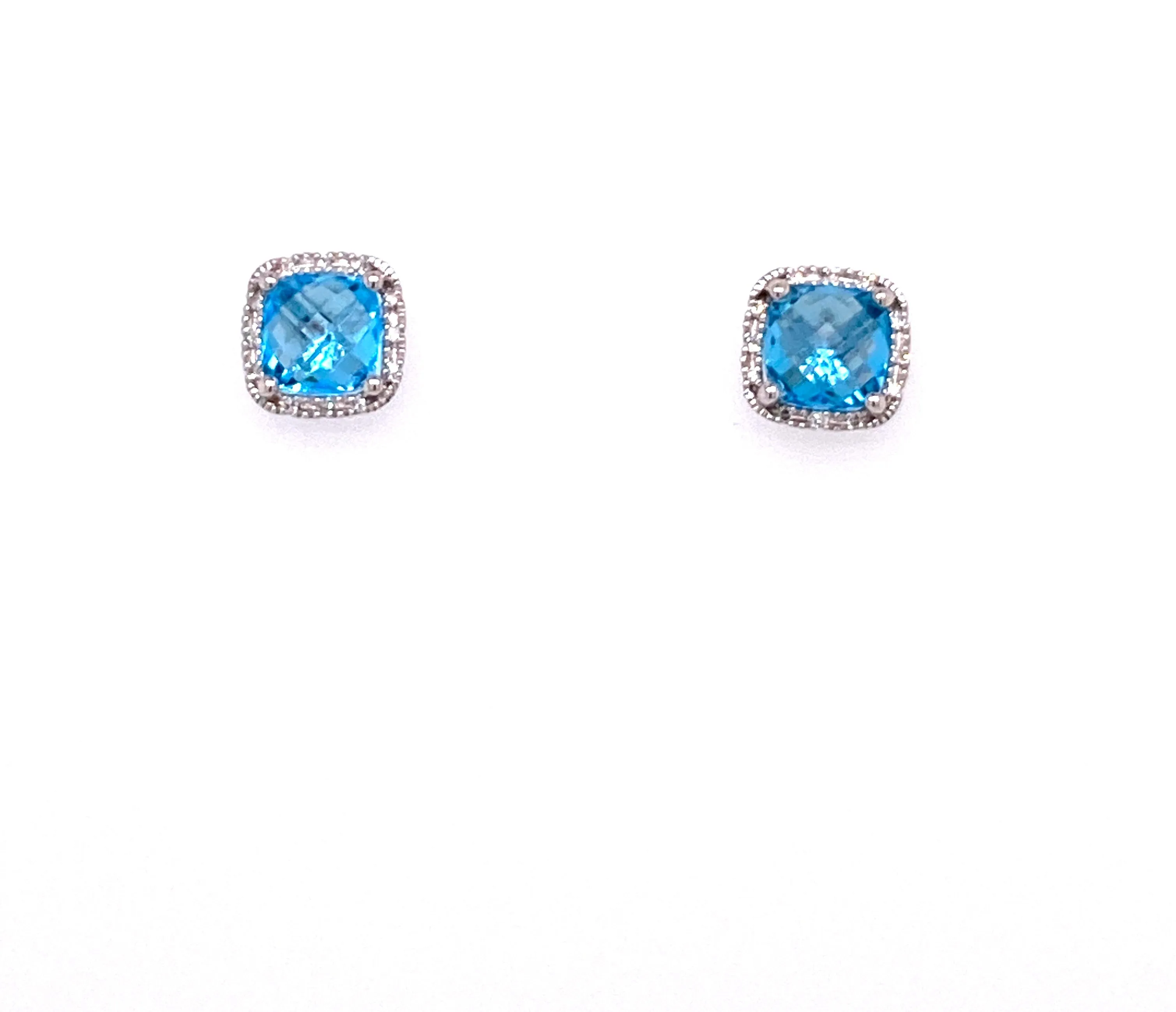 Blue Topaz and Diamond Earrings
