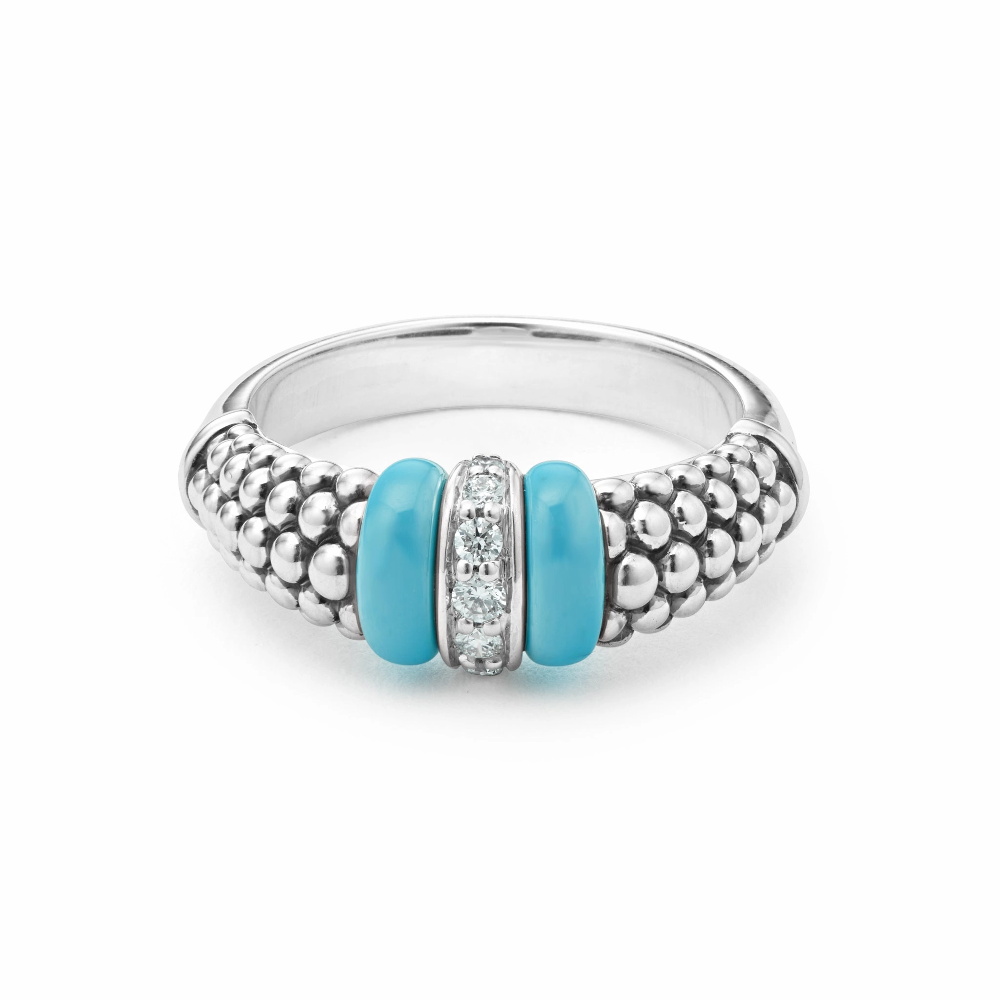 Blue Caviar Blue Ceramic and Caviar Diamond Ring