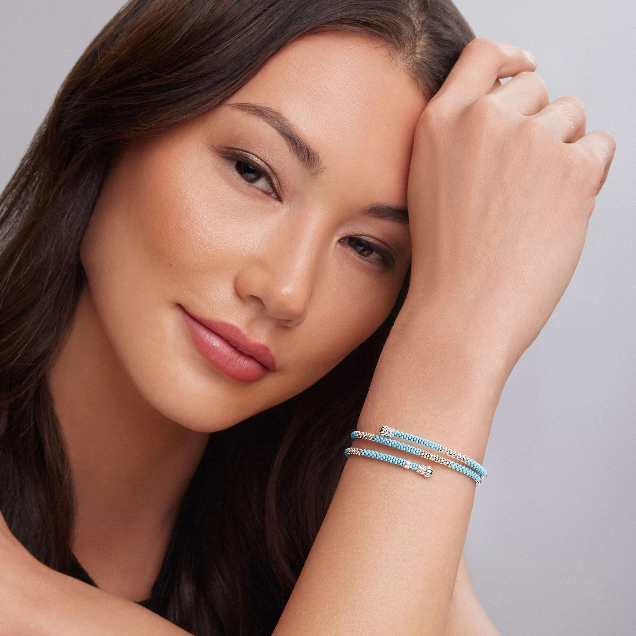 Blue Caviar Blue Ceramic Beaded Wrap Bracelet