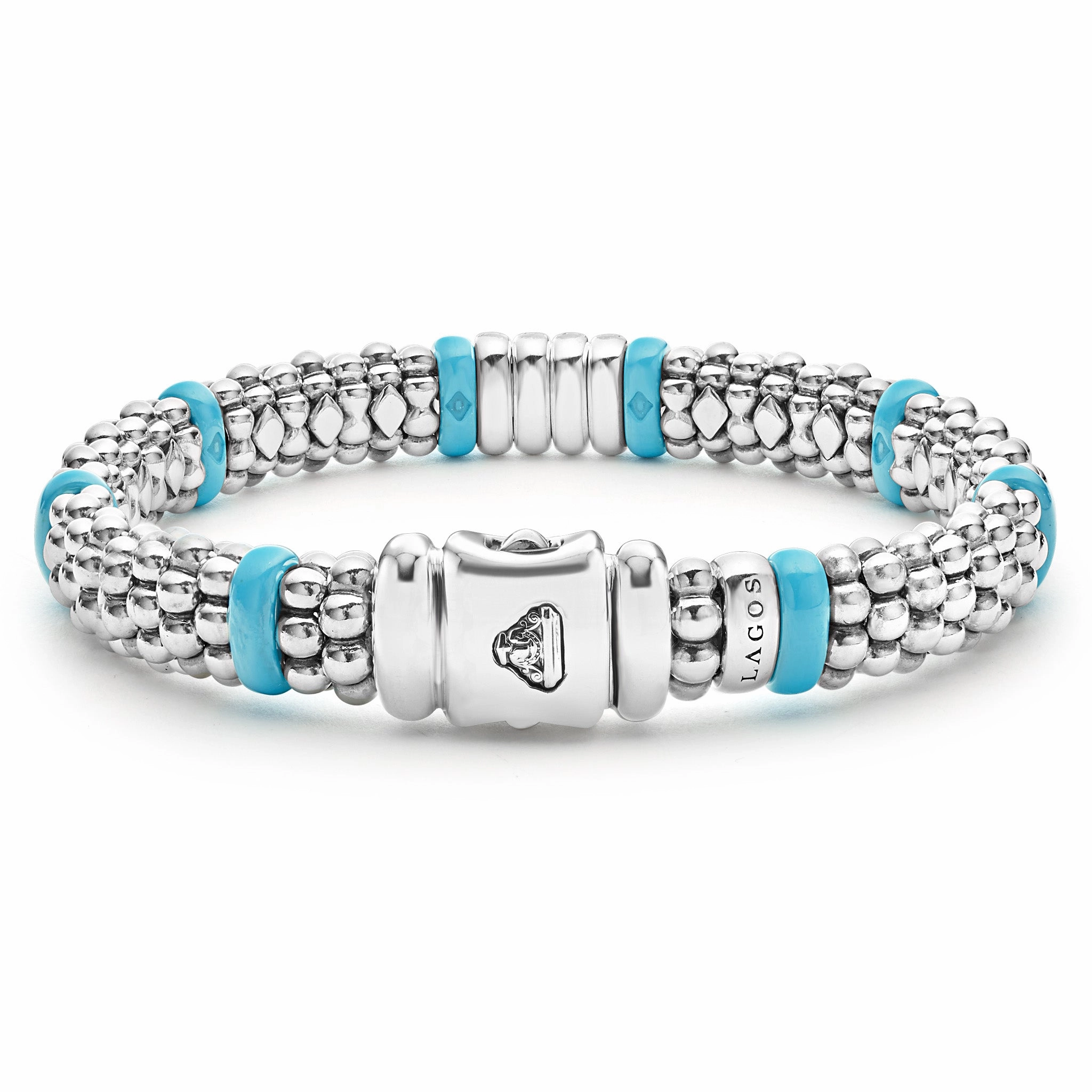 Blue Caviar Blue Four Station Diamond Caviar Bracelet | 9mm