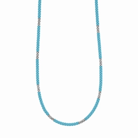 Blue Caviar Blue Silver Station Ceramic Beaded Necklace 3mm