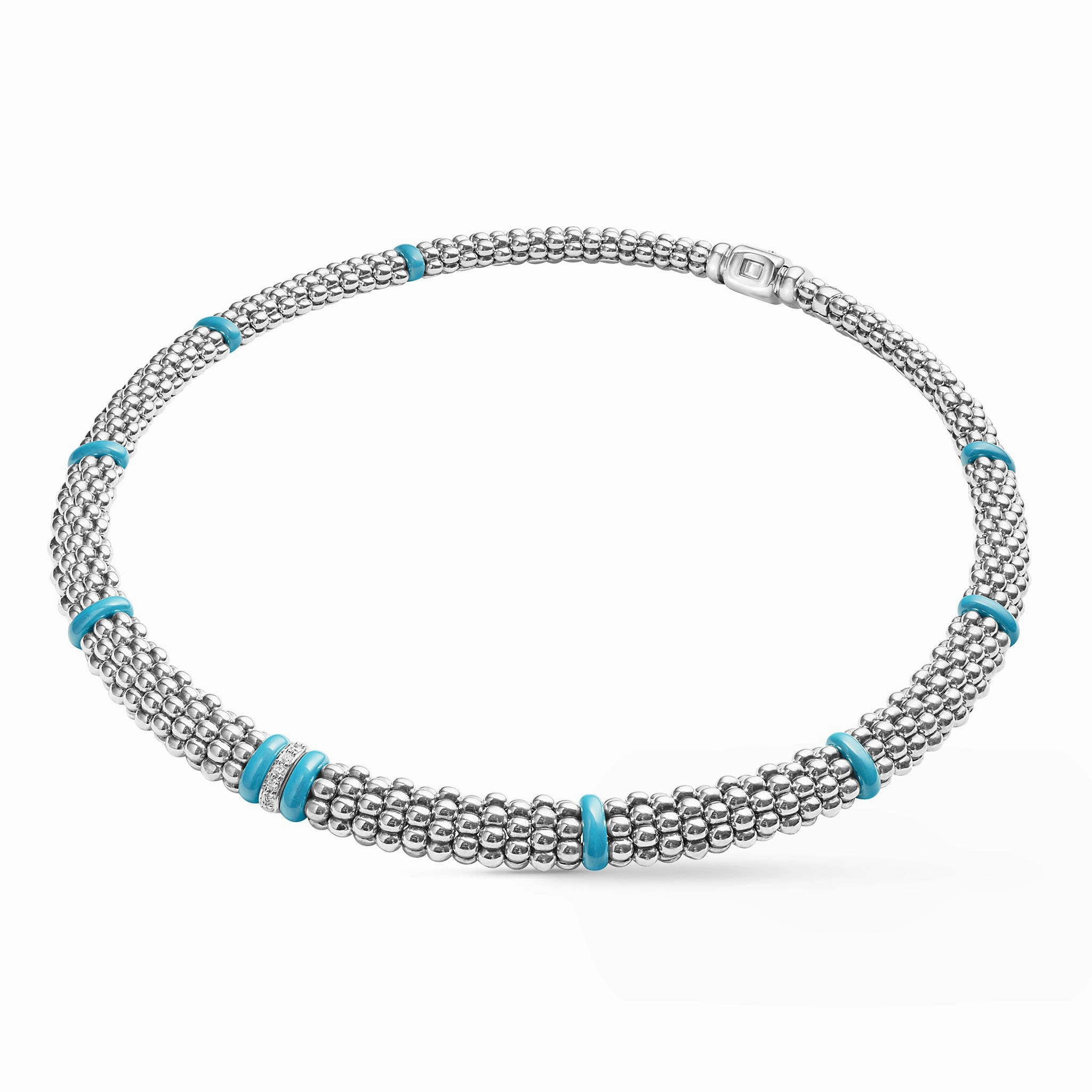Blue Caviar Blue Single Station Diamond Caviar Necklace