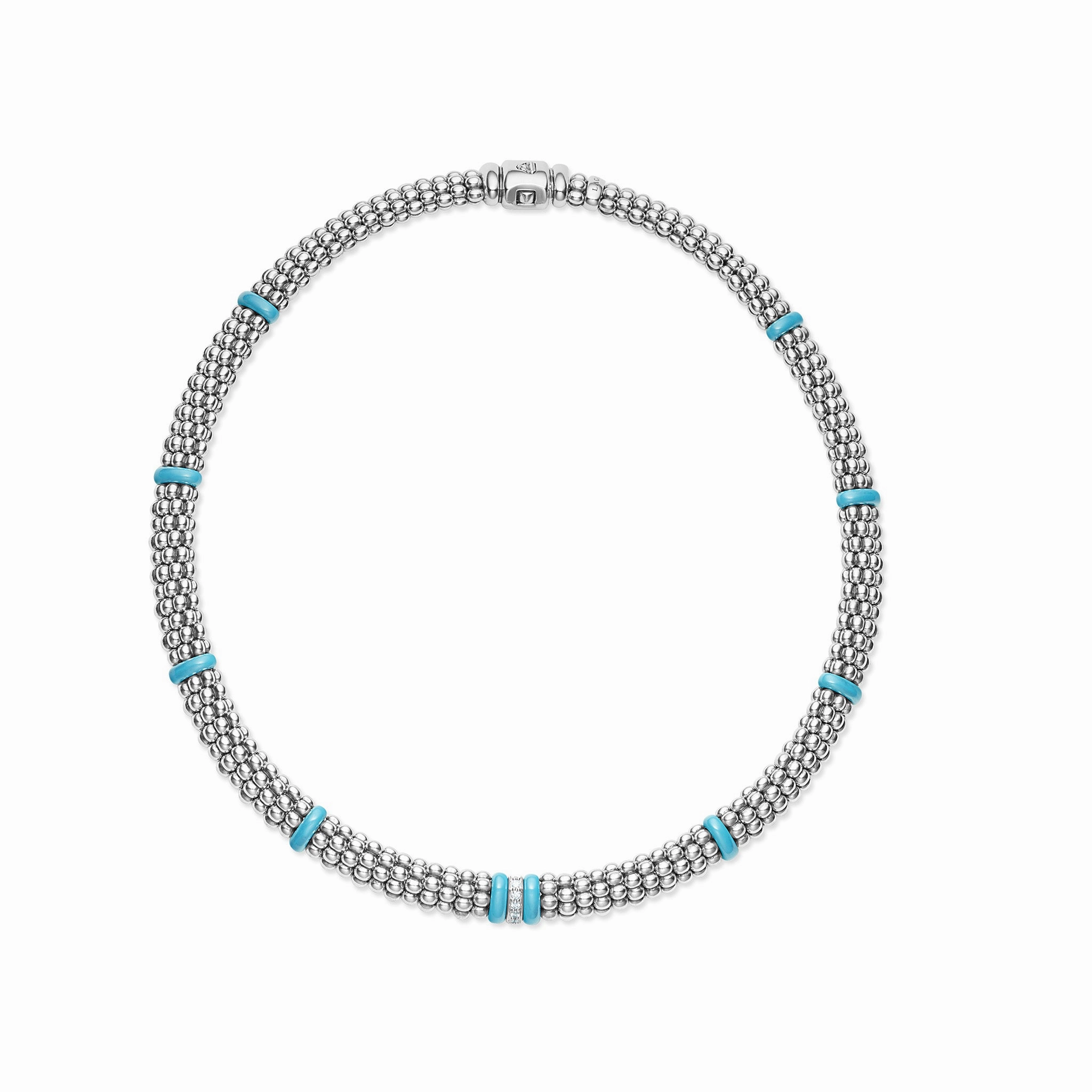 Blue Caviar Blue Single Station Diamond Caviar Necklace
