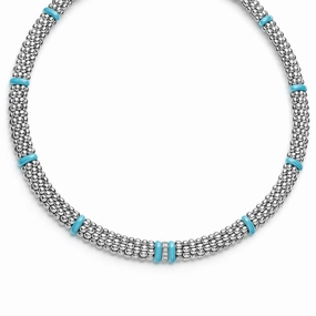 Blue Caviar Blue Single Station Diamond Caviar Necklace