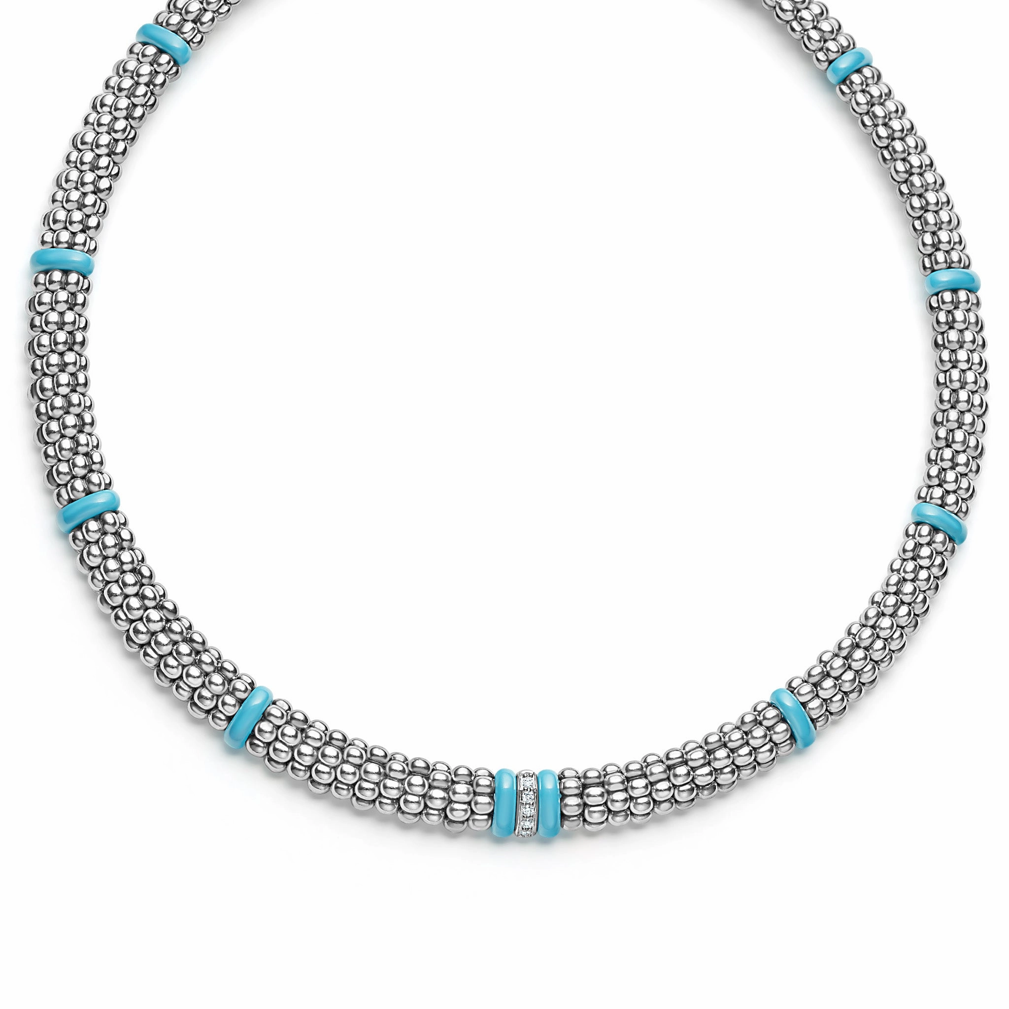 Blue Caviar Blue Single Station Diamond Caviar Necklace