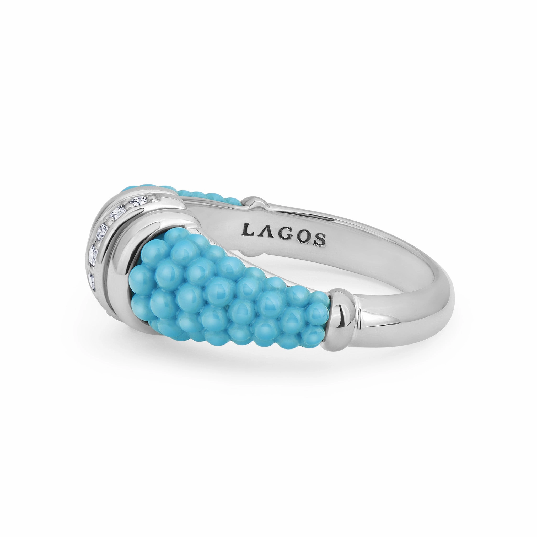 Blue Caviar Large Blue Ceramic Diamond Stacking Ring