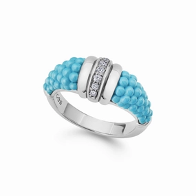 Blue Caviar Large Blue Ceramic Diamond Stacking Ring