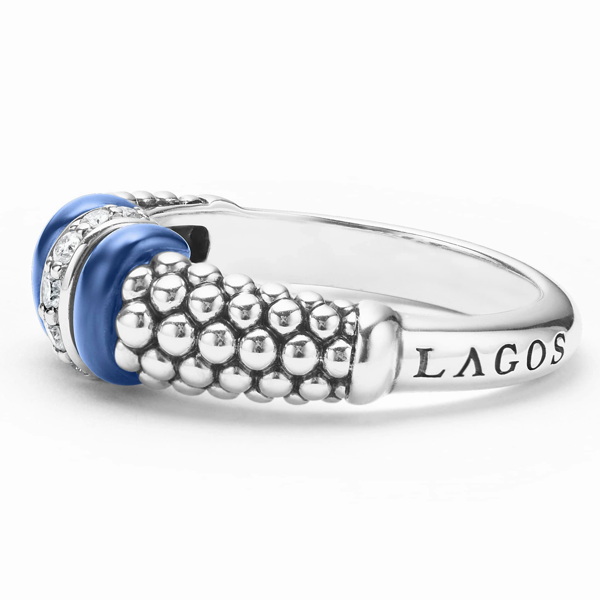 Blue Caviar Ultramarine Ceramic and Diamond Caviar Ring