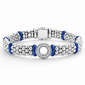 Blue Caviar Ultramarine Ceramic and Diamond Circle Bracelet | 9mm