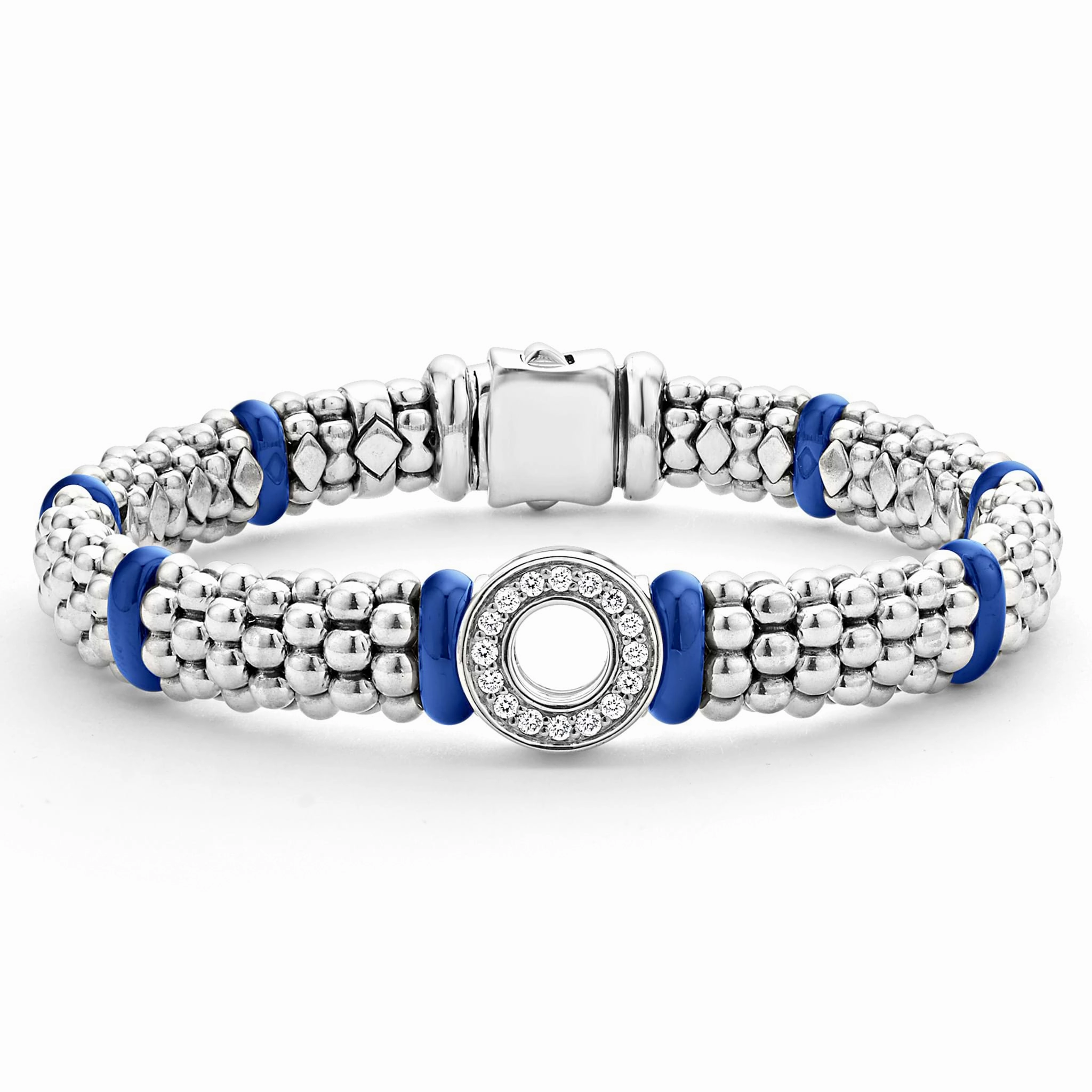 Blue Caviar Ultramarine Ceramic and Diamond Circle Bracelet | 9mm