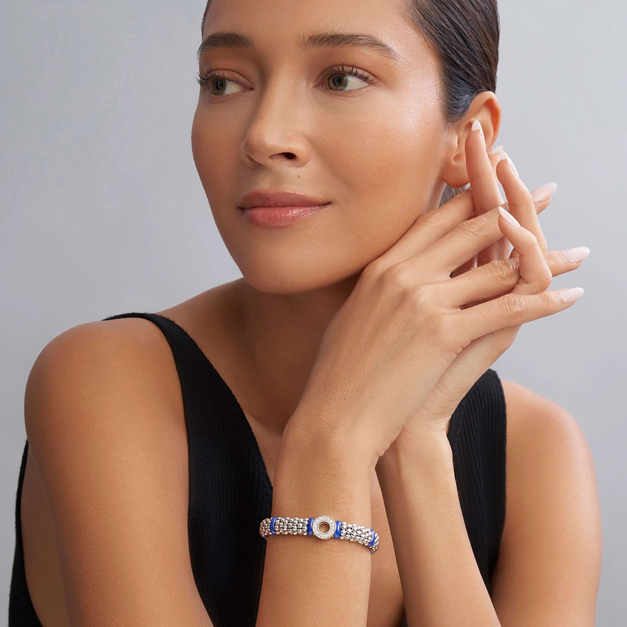 Blue Caviar Ultramarine Ceramic and Diamond Circle Bracelet | 9mm