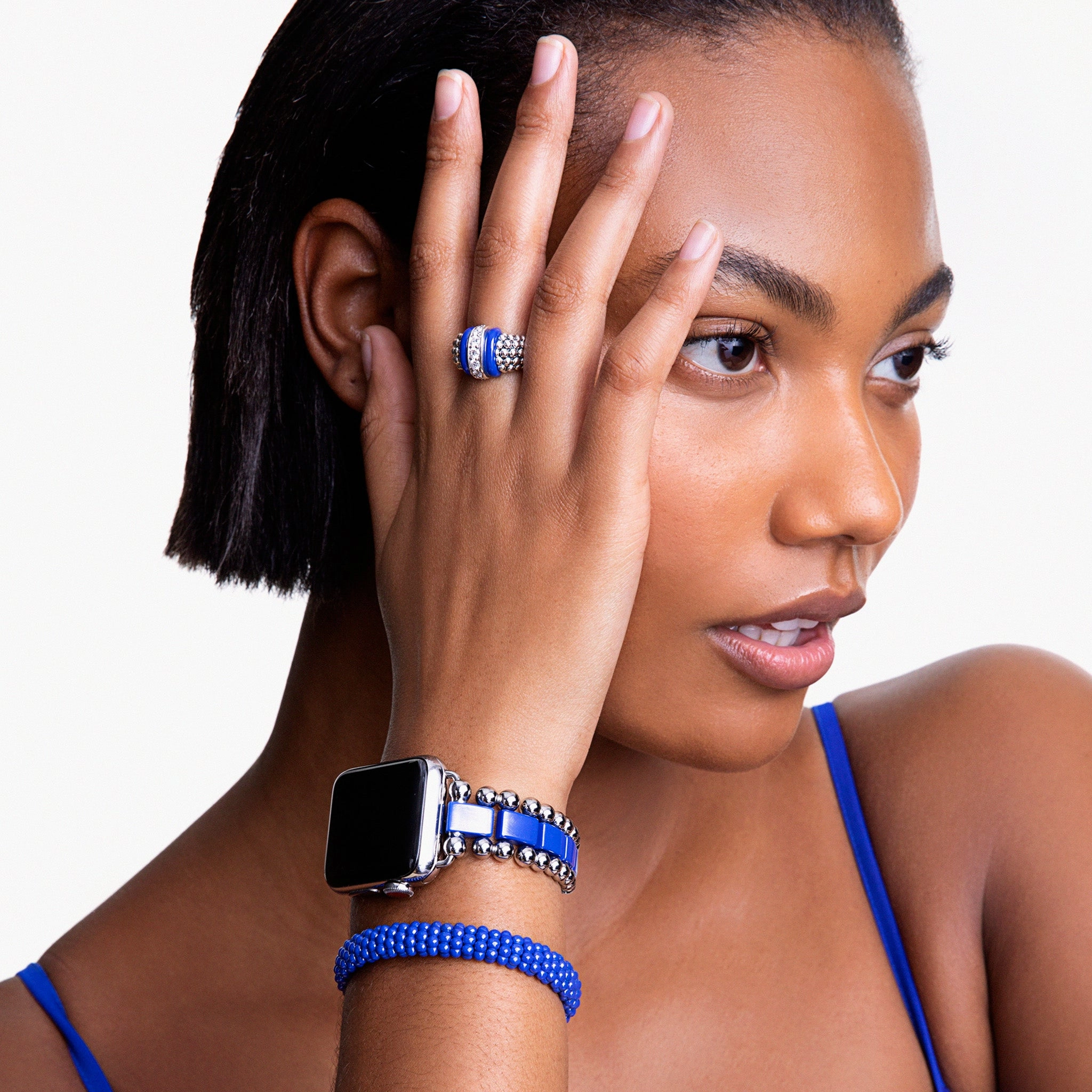 Blue Caviar Ultramarine Ceramic Caviar Diamond Ring