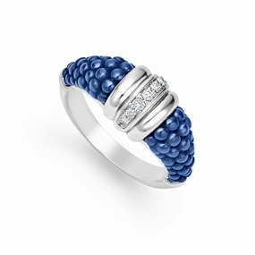 Blue Caviar Ultramarine Ceramic Diamond Stacking Ring
