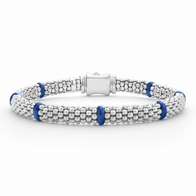 Blue Caviar Ultramarine Ceramic Station Caviar Bracelet | 6mm