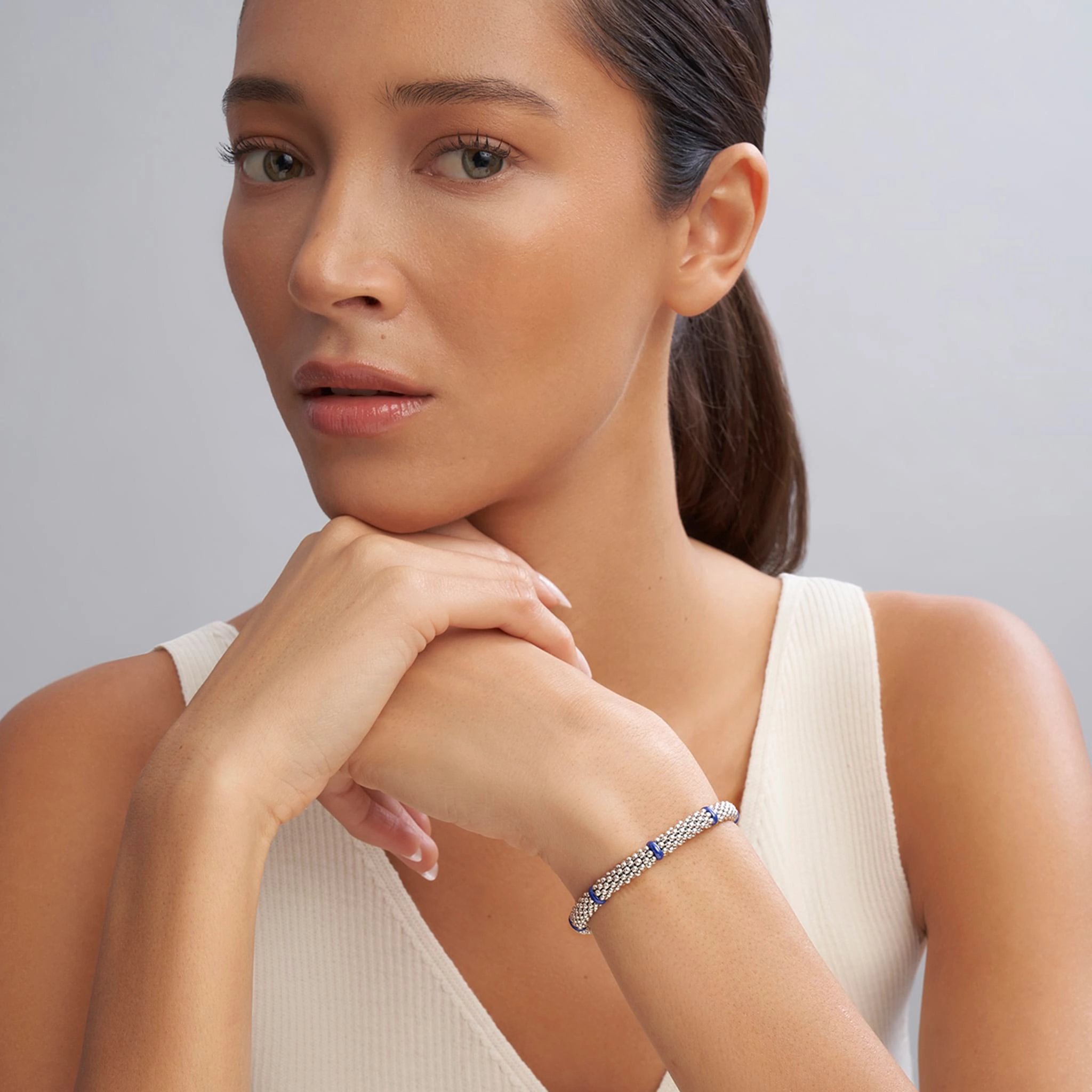 Blue Caviar Ultramarine Ceramic Station Caviar Bracelet | 6mm