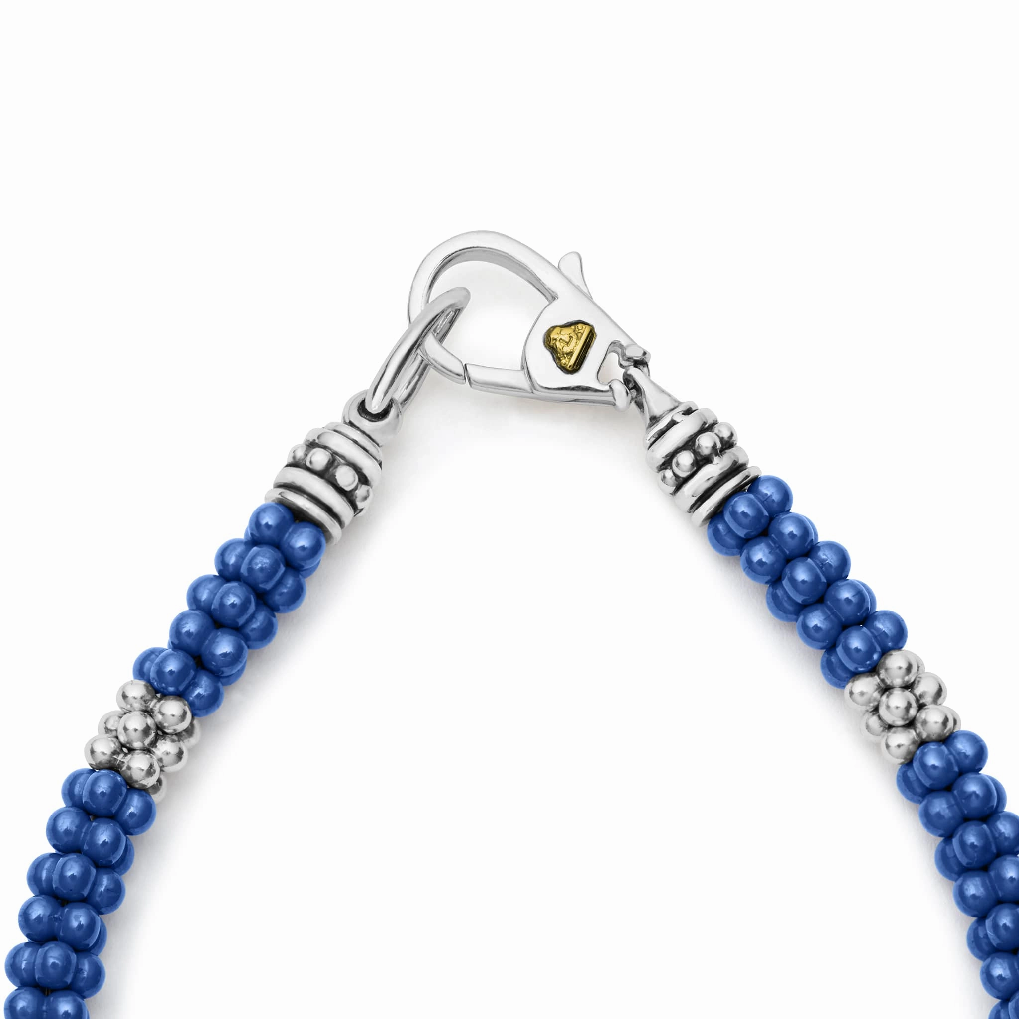 Blue Caviar Ultramarine Seven Silver Station Ceramic Bracelet | 5mm