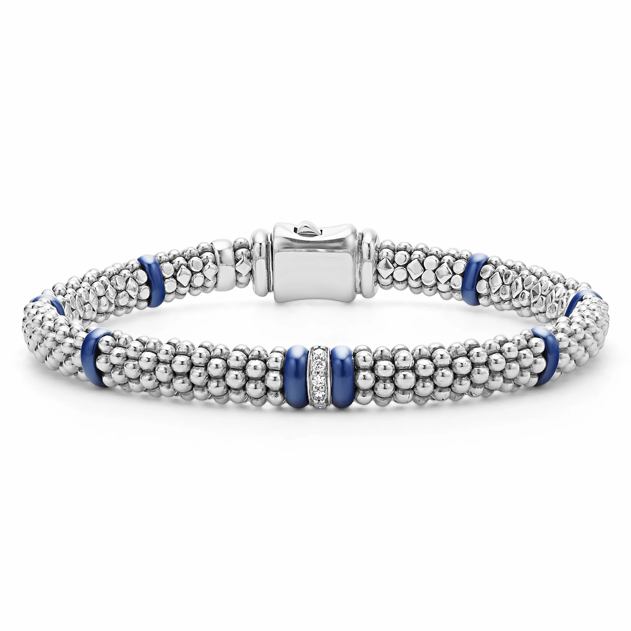 Blue Caviar Ultramarine Single Station Diamond Caviar Bracelet | 6mm