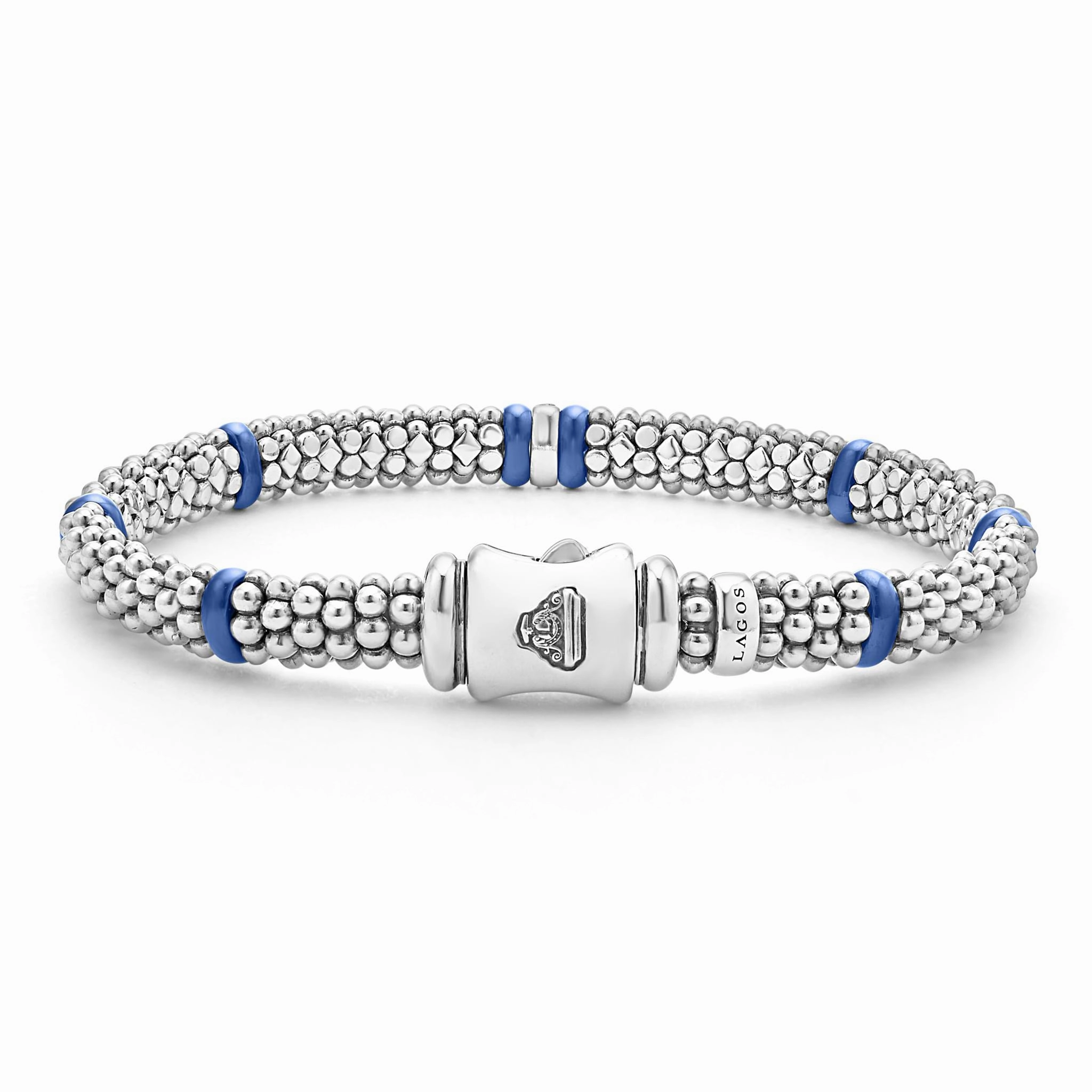 Blue Caviar Ultramarine Single Station Diamond Caviar Bracelet | 6mm