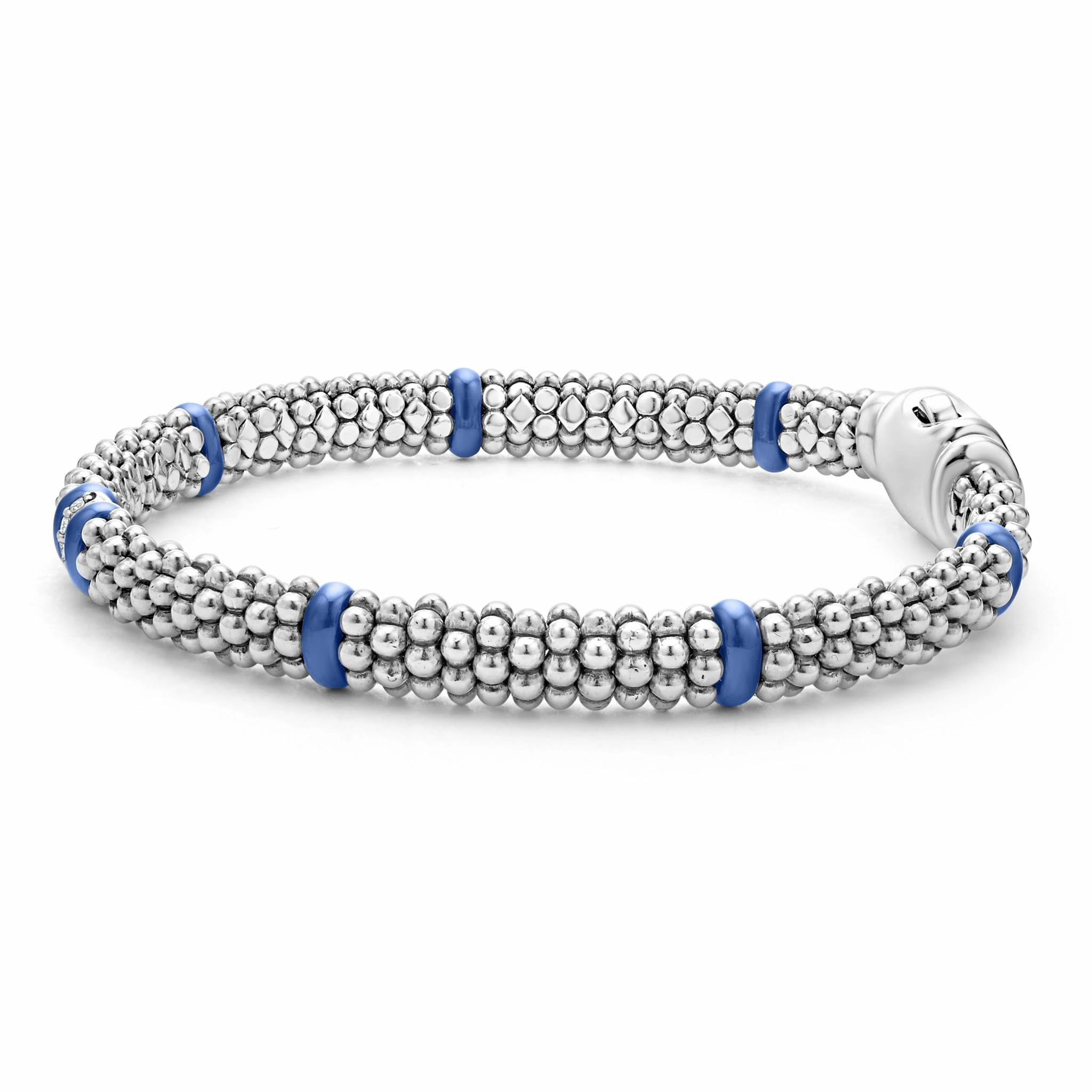 Blue Caviar Ultramarine Single Station Diamond Caviar Bracelet | 6mm