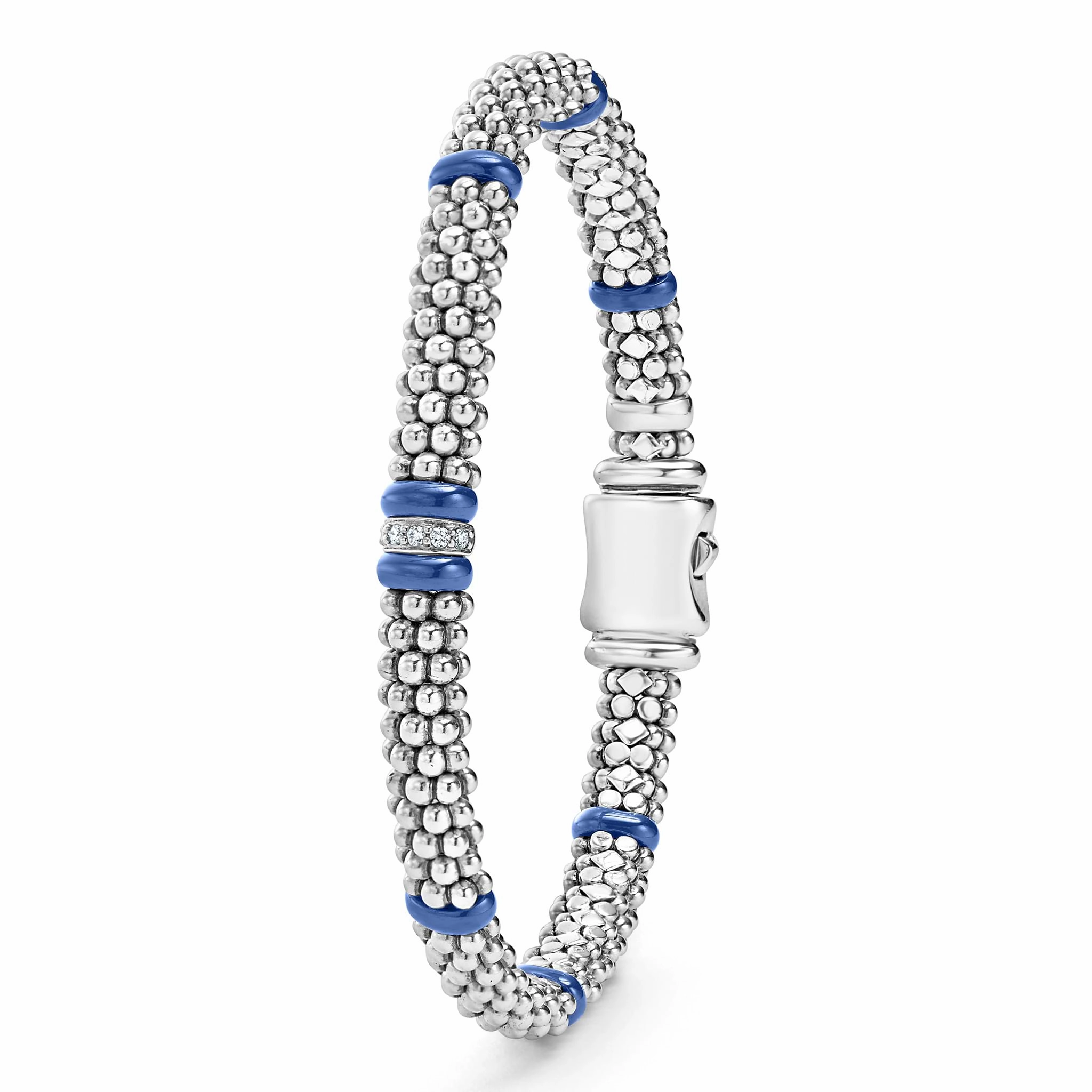Blue Caviar Ultramarine Single Station Diamond Caviar Bracelet | 6mm