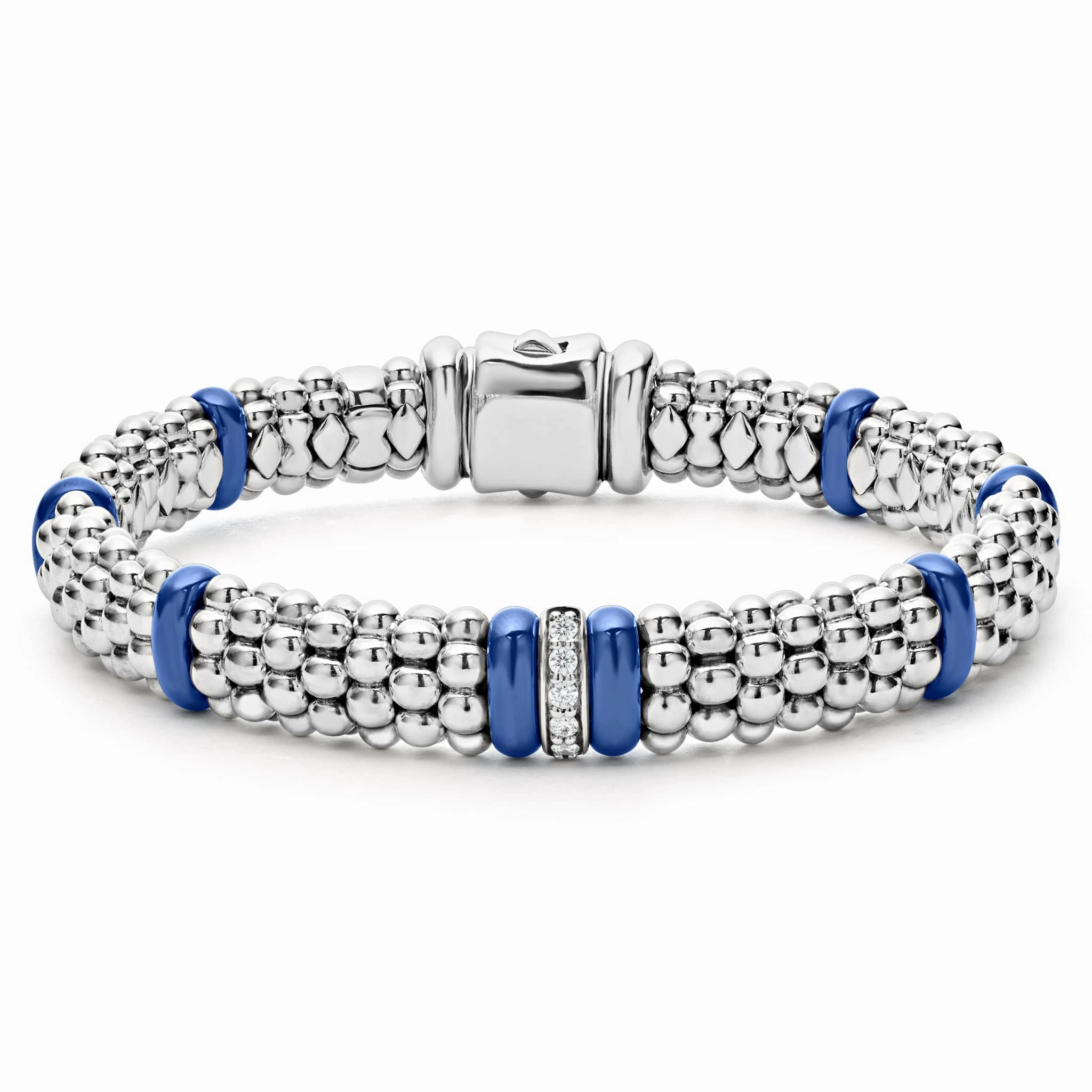 Blue Caviar Ultramarine Single Station Diamond Caviar Bracelet | 9mm