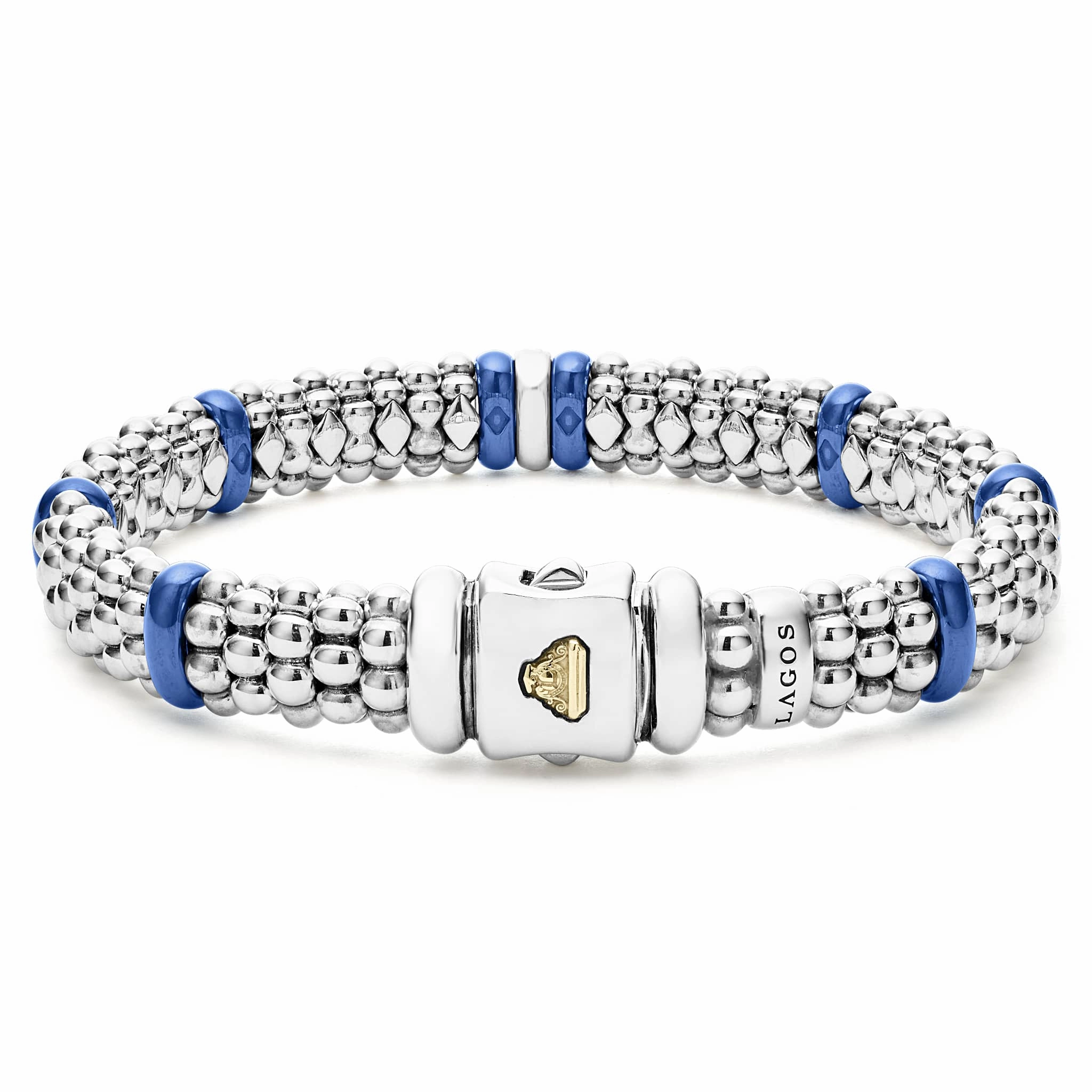 Blue Caviar Ultramarine Single Station Diamond Caviar Bracelet | 9mm