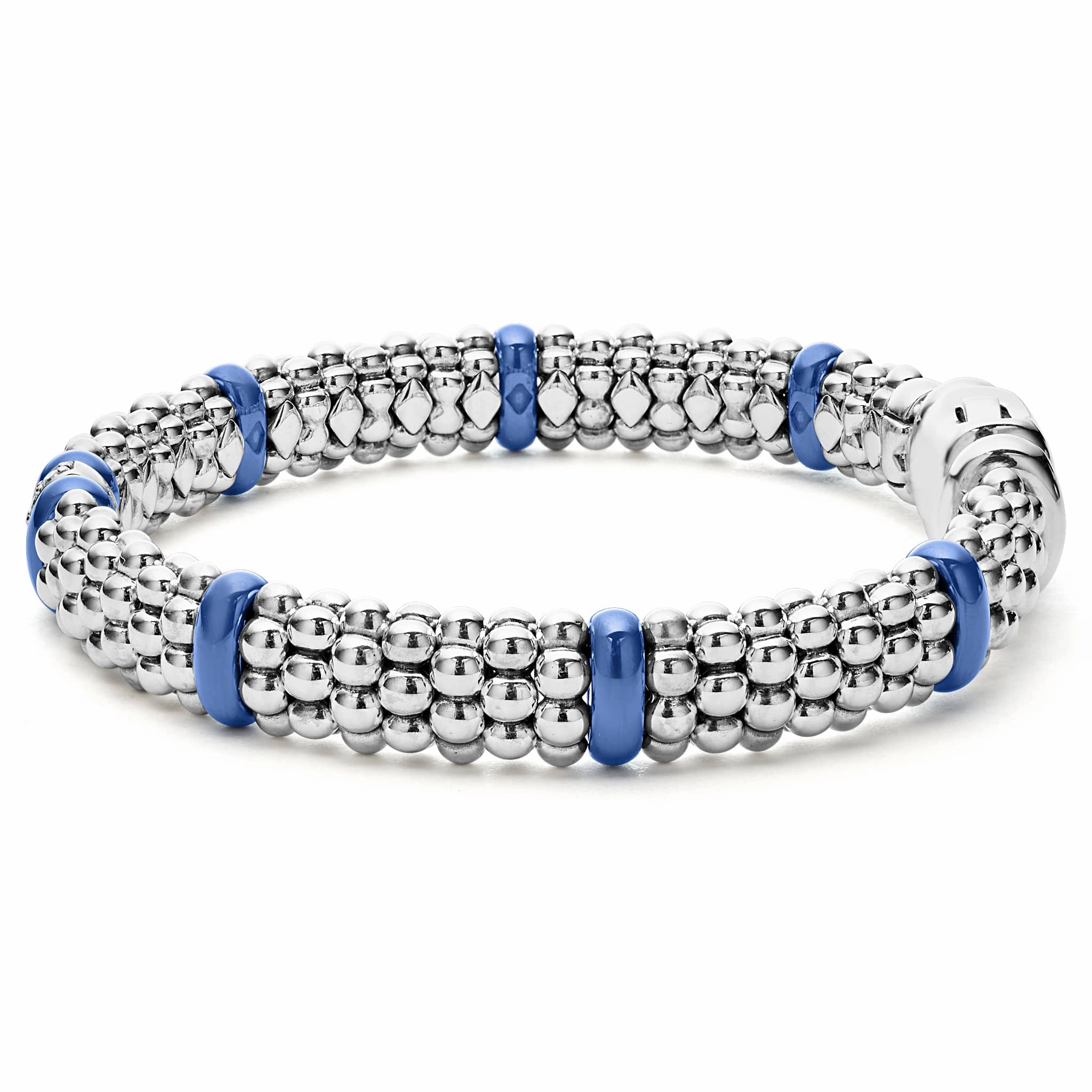 Blue Caviar Ultramarine Single Station Diamond Caviar Bracelet | 9mm